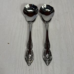 Oneida Community BRAHMS Sugar Shell Stainless Steel Spoon set of 2